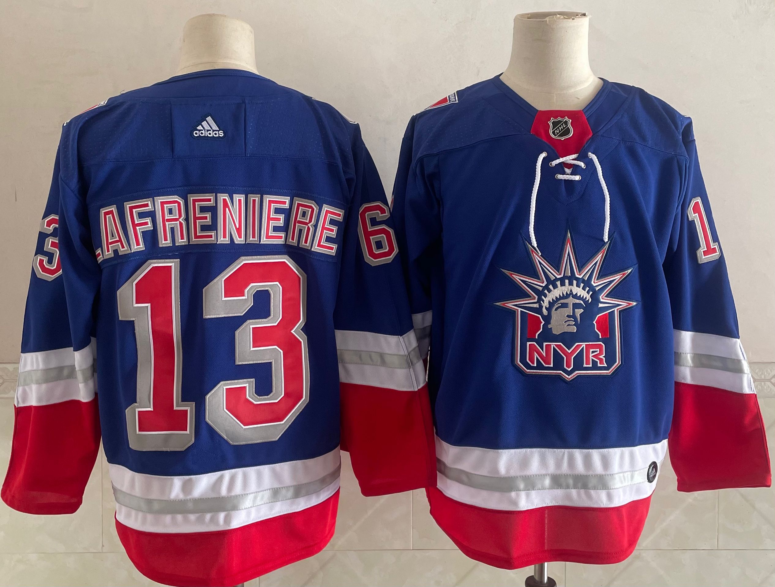 Men New York Rangers #13 Afreniere Blue Authentic Stitched 2021 Adidias NHL Jersey